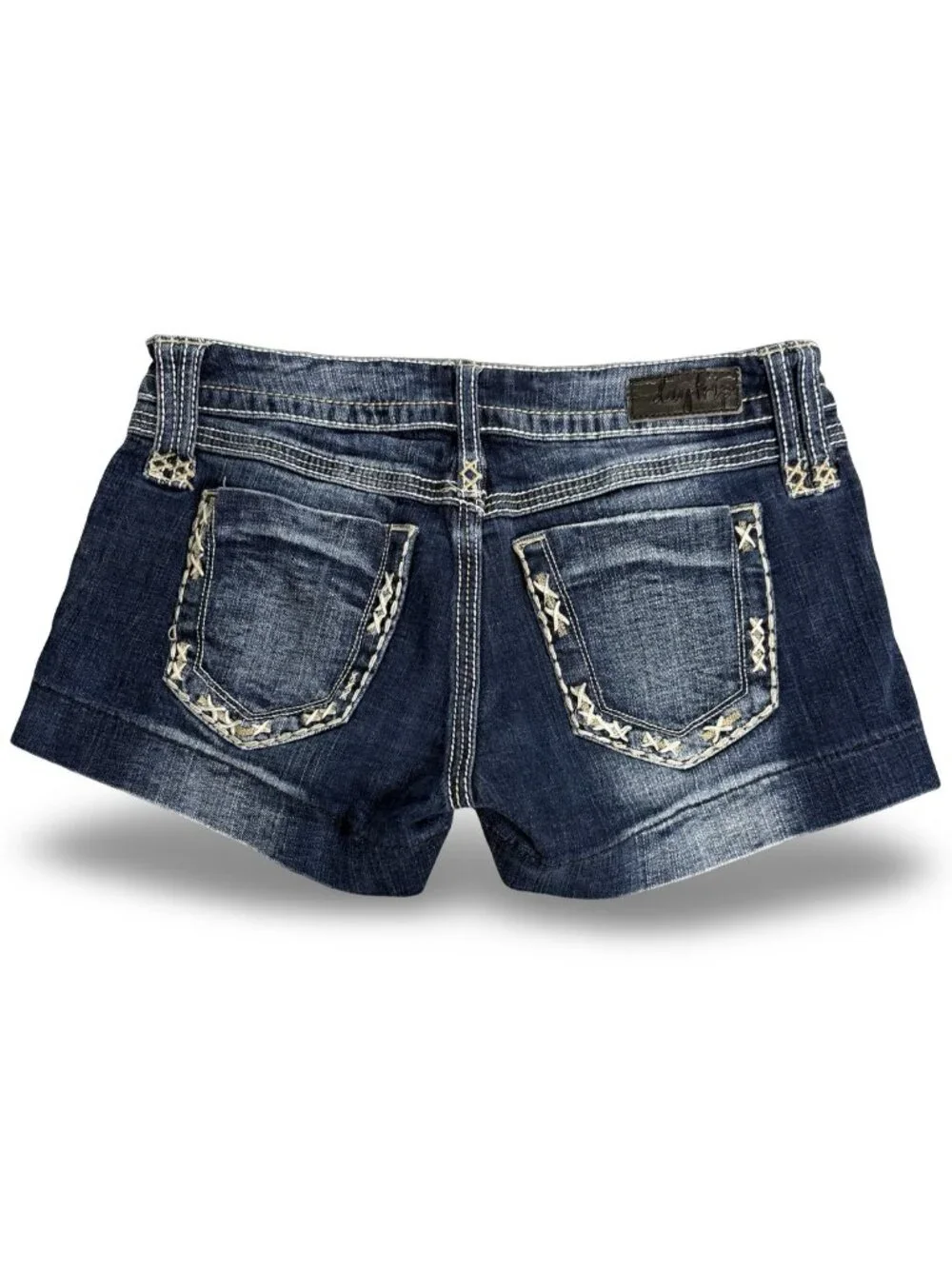 Daytrip Scorpio Jean Shorts Women 29 Blue Embroidered Low Rise Boho Western READ